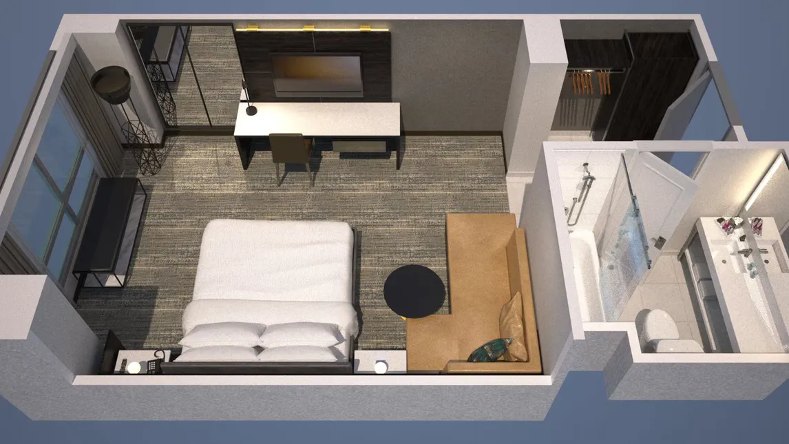 One King Bed Deluxe Room floor plan